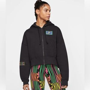 Nike black retro cropped soft zip hooded woman’s sweatshirt. MED